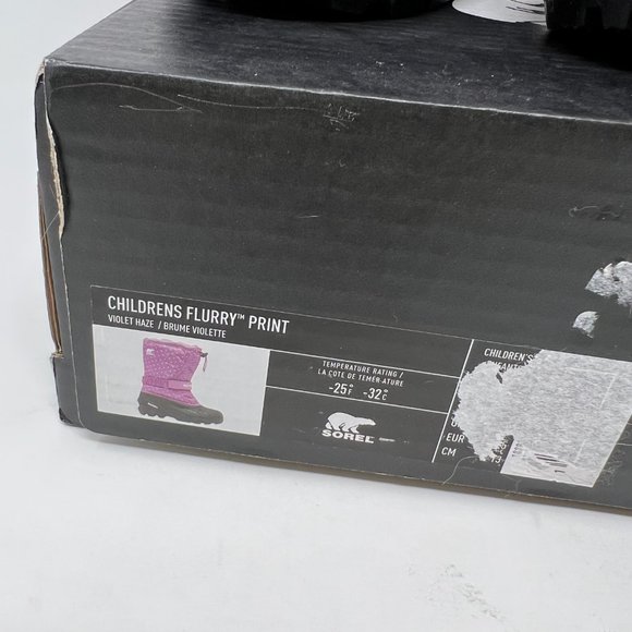 Sorel Childrens Flurry Print Boot Size 8 Kids Violet Haze Polka Dot NEW in BOX! - Picture 2 of 9